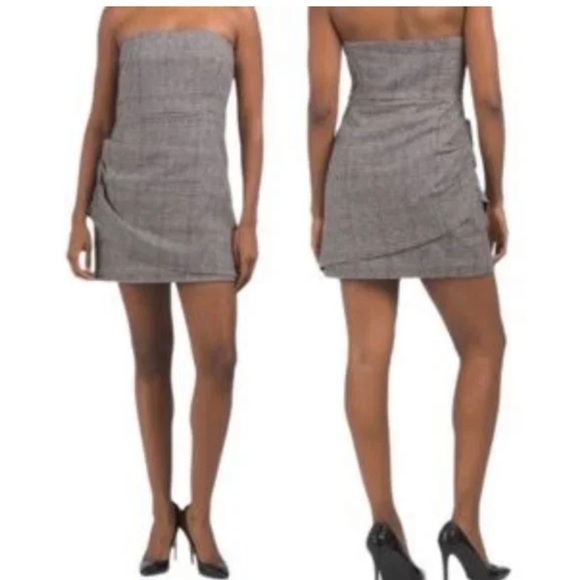 House of Harlow 1960 Dresses & Skirts - New HOUSE of Harlow Houndstooth Wool Blend Strapless Ruched Academia She…